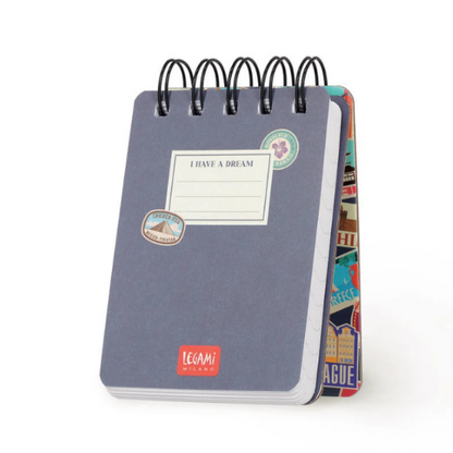Caderno pautado com capa dura ilustrada - Autocolantes de viagem - Bloco de notas - Encadernação em espiral