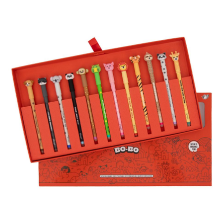 Conjunto 12 canetas apagáveis Bo-Bo - Animais Mr. Wonderful