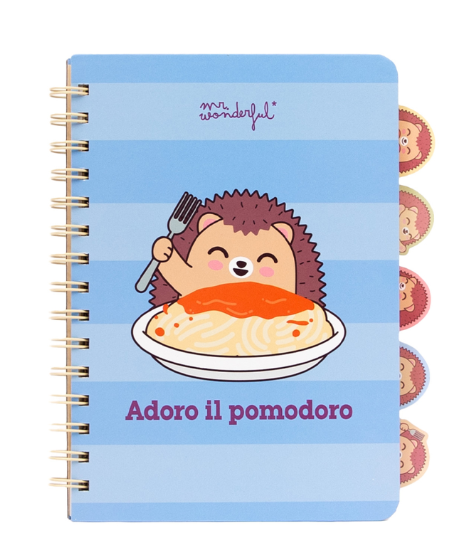 Caderno com Separadores com aba A5 Ouriço - Adoro il pomodoro Mr wonderful