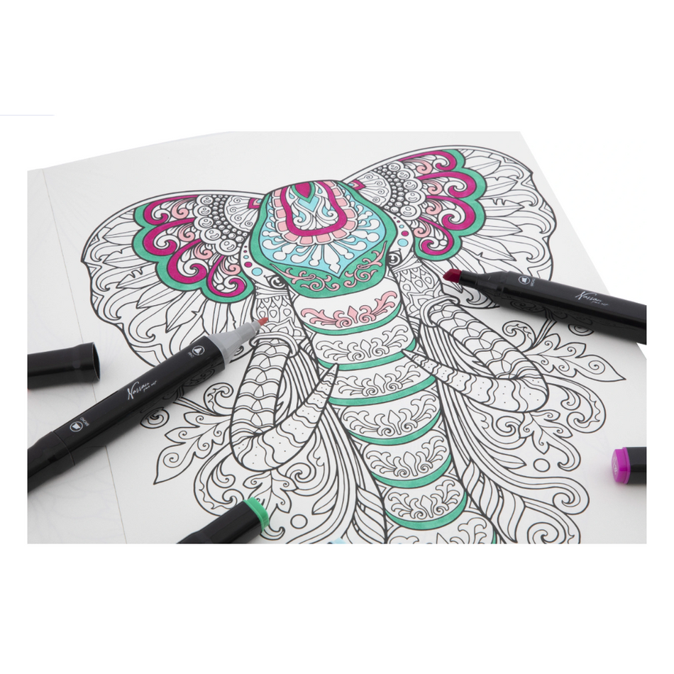 Livros de colorir antiestresse para adultos com motivos de animais, 16 peças 25,2 x 35,2 cm