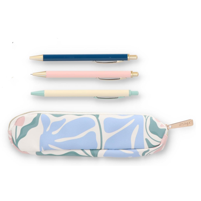 Conjunto de escrita Flower print - estojo, 2 canetas, 1 lapiseira Mr. Wonderful