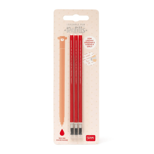 Conjunto de 3 recargas vermelho para canetas apagáveis