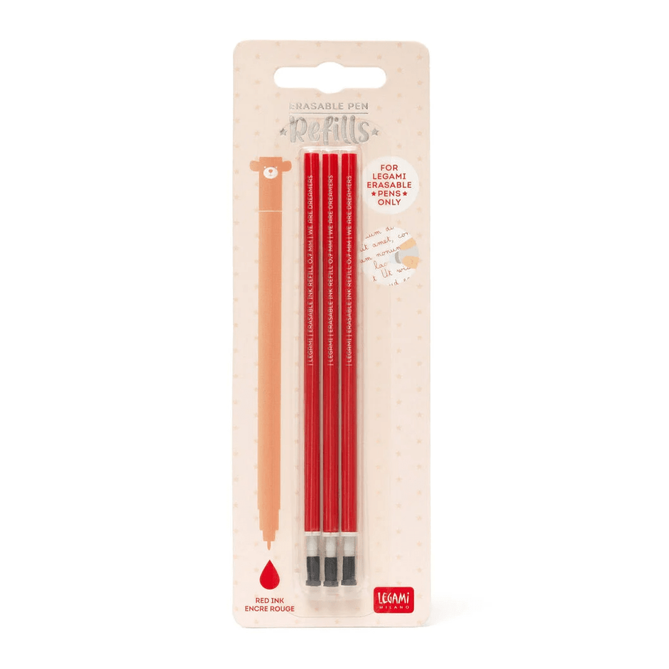 Conjunto de 3 recargas vermelho para canetas apagáveis