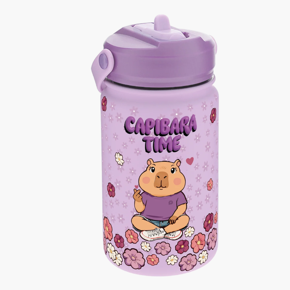 Garrafa térmica c/ adaptador infantil 330ML Lilac Capibara time