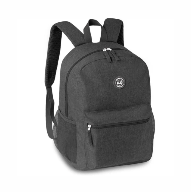 Conjunto escolar mochila cinza + estojo duplo - Papelaria Encantada