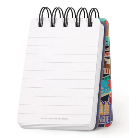 Caderno pautado com capa dura ilustrada - Autocolantes de viagem - Bloco de notas - Encadernação em espiral
