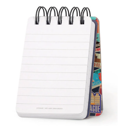 Caderno pautado com capa dura ilustrada - Autocolantes de viagem - Bloco de notas - Encadernação em espiral