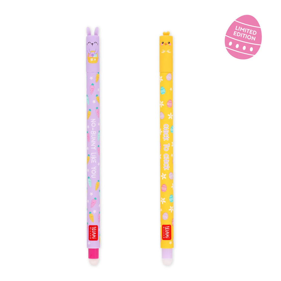 Conjunto de 2 canetas apagáveis hoopy easter