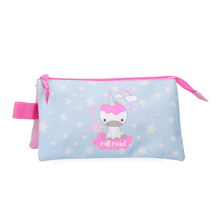 Estojo porta lápis triplo unicórnio - Papelaria Encantada