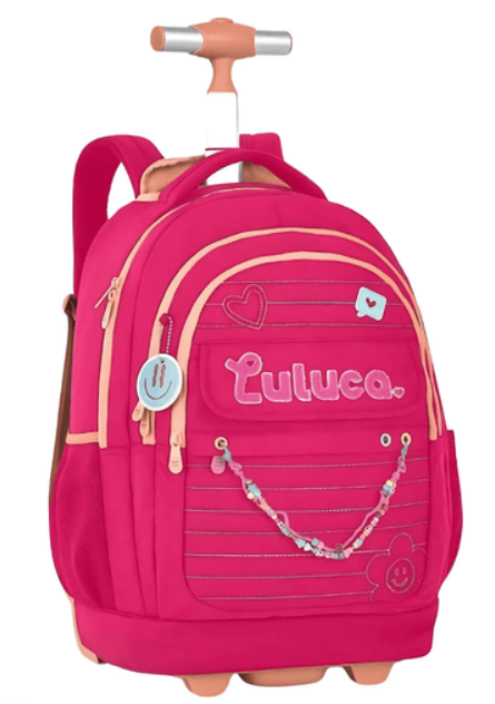 Mochila c/ trolley Luluca Rosa 46cm