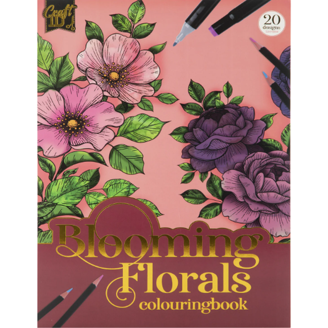 Livro de Colorir com 20 Folhas Blooming Florals