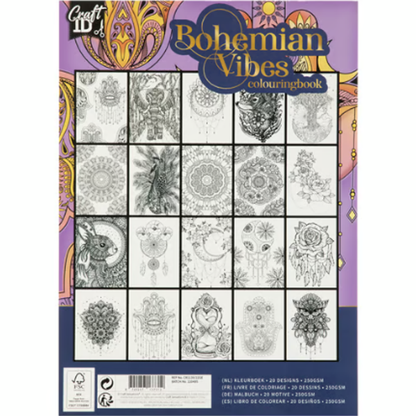 Livro de Colorir com 20 Folhas Bohemian Vibes