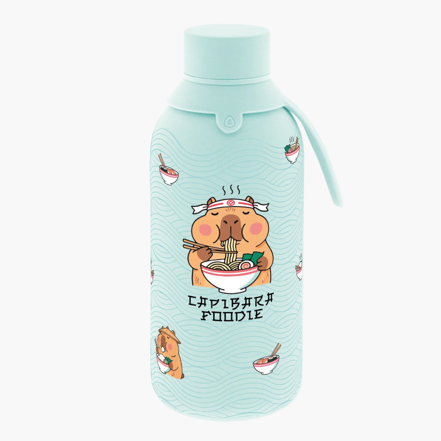 Garrafa térmica com interior em cerâmica e 2 tampas 500ML Capivara mint