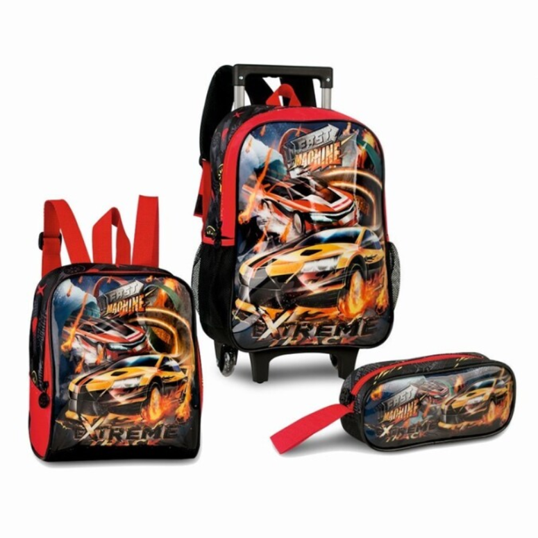 Conjunto Escolar Mochila com trolley + Lancheira + Estojo