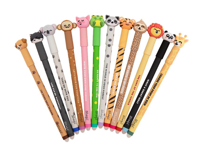 Conjunto 12 canetas apagáveis Bo-Bo - Animais Mr. Wonderful