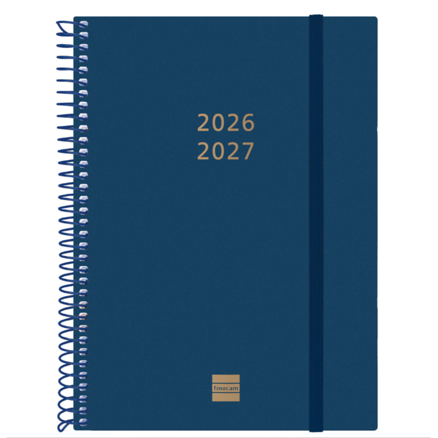 Agenda semanal A5 2026/27 18 meses espiral Finocam Azul