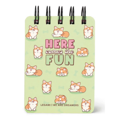 Caderno pautado com capa dura ilustrada - Corgi - Bloco de notas - Encadernação em espiral