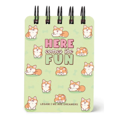 Caderno pautado com capa dura ilustrada - Corgi - Bloco de notas - Encadernação em espiral