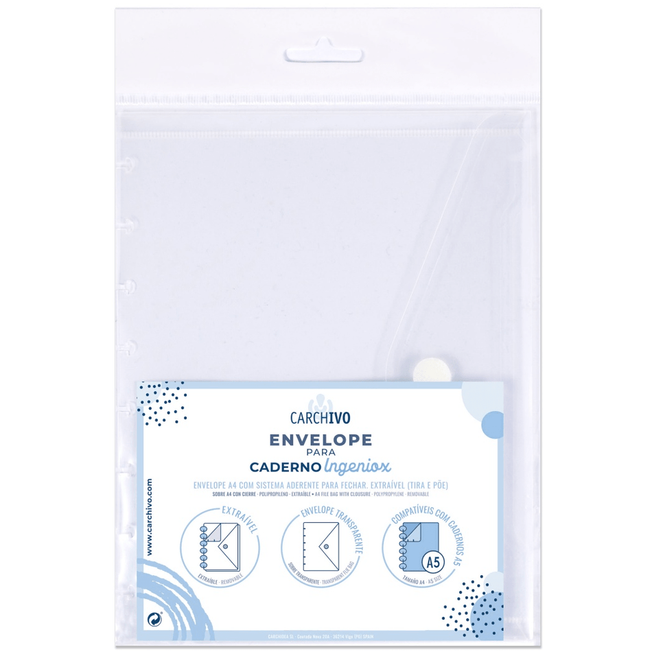 Envelope A5 P/Caderno Ingeniox Transparente C/Velcro