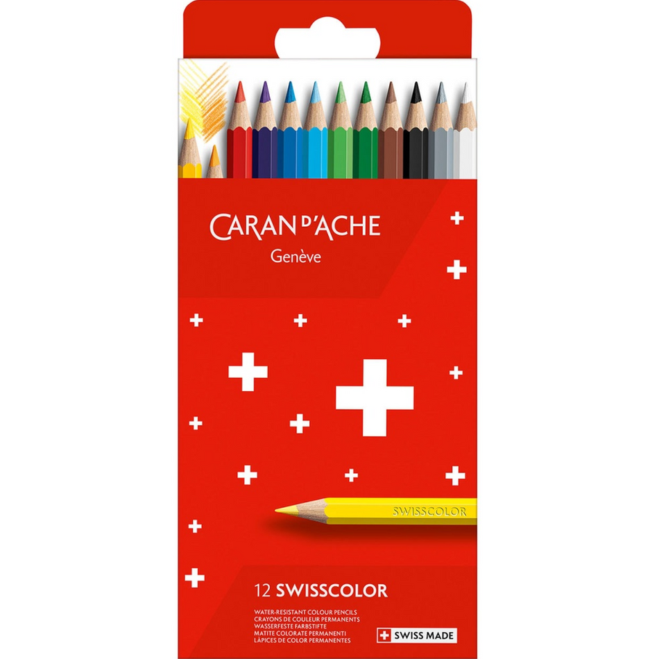 Lápis de cor Caran d'Ache Swisscolor com 12 cores