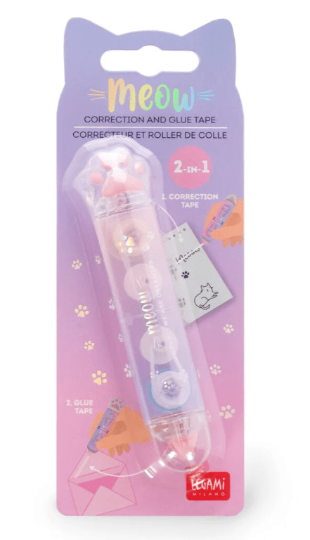 Corretor de fita e cola 2 em 1 - Miau - Legami