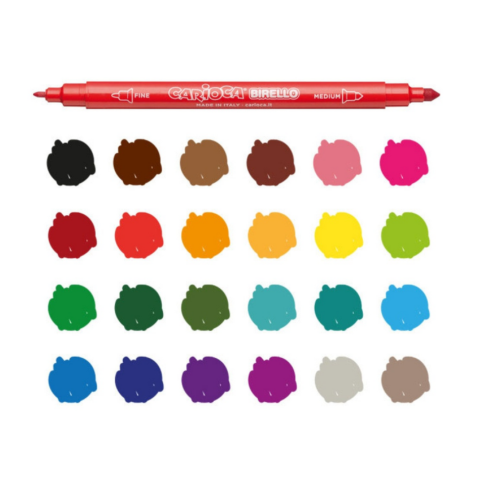 Canetas de feltro laváveis carioca birello 2 pontas blister c/24