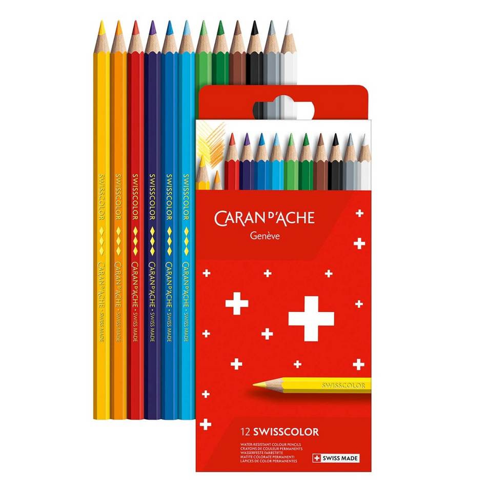 Lápis de cor Caran d'Ache Swisscolor com 12 cores