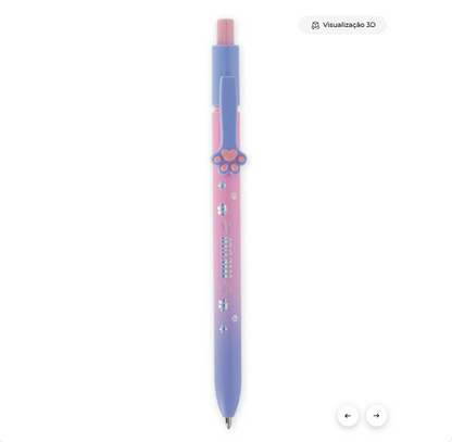 Esferográfica com tema de gatinho - tinta azul - Meow Legami