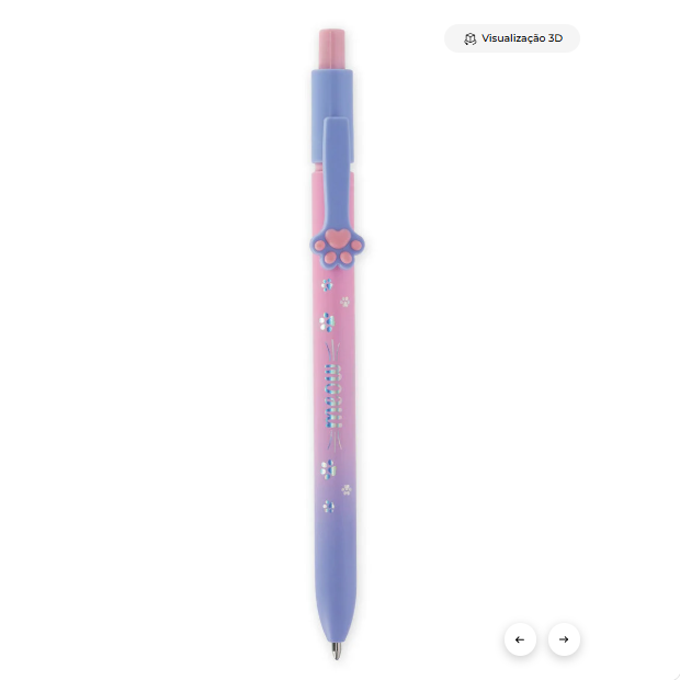 Esferográfica com tema de gatinho - tinta azul - Meow Legami