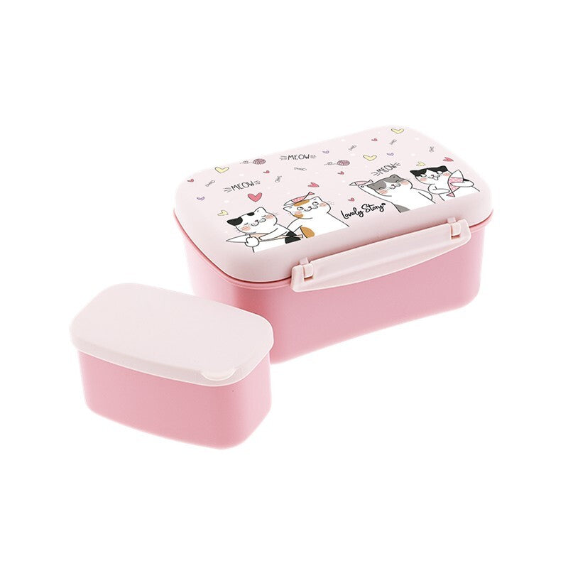 Caixa de lanche hermética Gatos Rosa