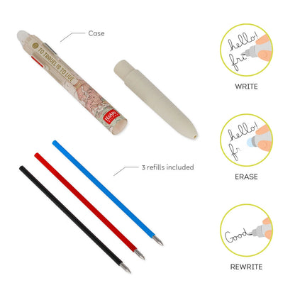 Caneta gel apagável 3 cores Travel