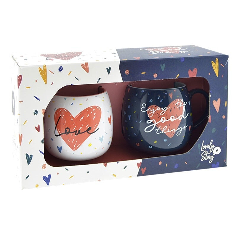 Conjunto de 2 canecas ovais 400ML - Hearts