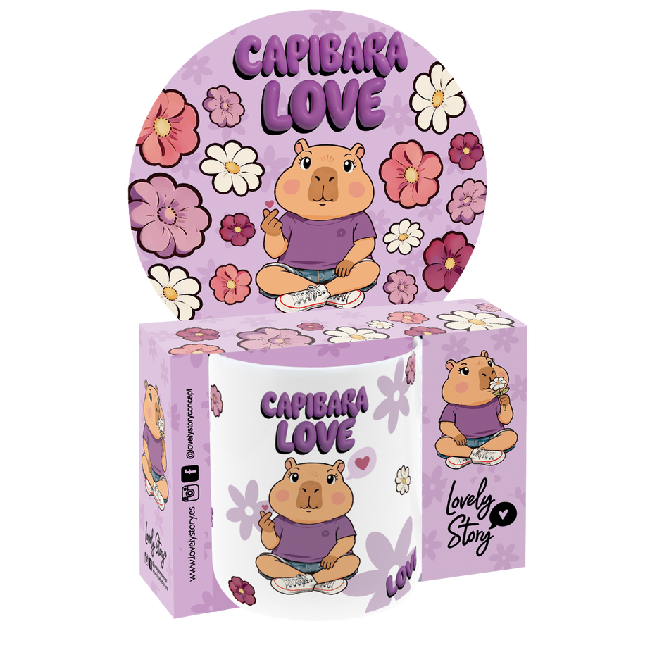 Caneca cerâmica 330ML Capivara Love - Lilac
