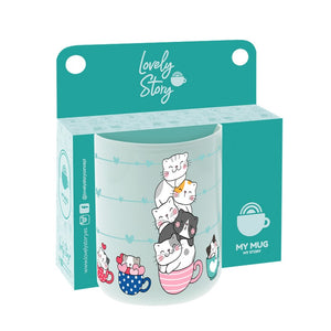 Caneca 330 ml Lovely Story – Cat Whiskers – Menta — Ref. TZ2656MT