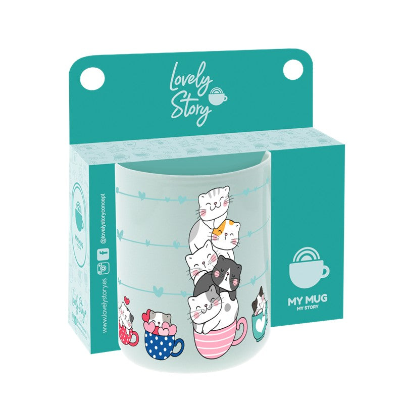 Caneca 330 ml Lovely Story – Cat Whiskers – Menta — Ref. TZ2656MT