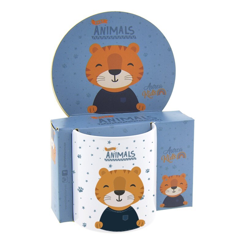 Caneca infantil plástico 330ml Aurea Kids - Tigre