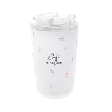 Copo térmico com interior cerâmico 400 ml Lovely Story – Café E Calma – Branco gelo — Ref. VTC2648BL-PT