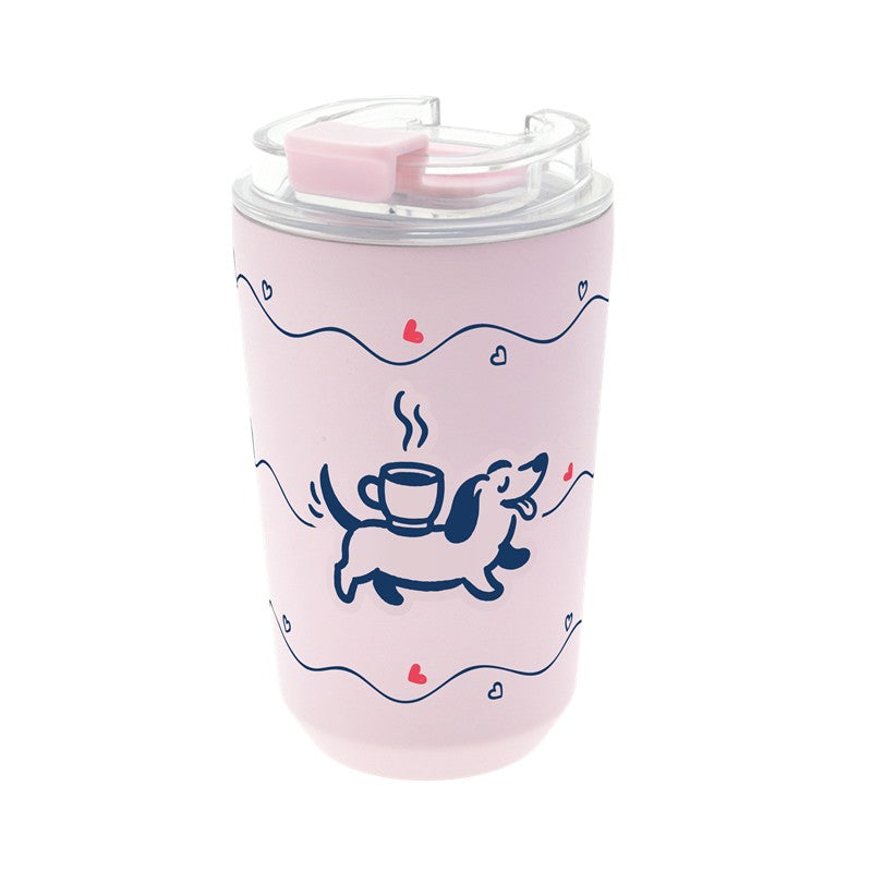 Copo térmico com interior cerâmico 400 ml Lovely Story – Velvet Paws – Rosa — Ref. VTC2655RS