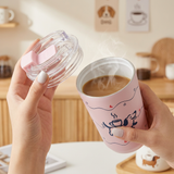 Copo térmico com interior cerâmico 400 ml Lovely Story – Velvet Paws – Rosa