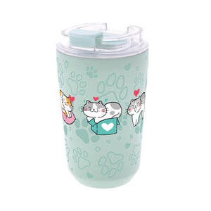 Copo térmico com interior cerâmico 400 ml Lovely Story – Cat Whiskers – Menta — Ref. VTC2656MT