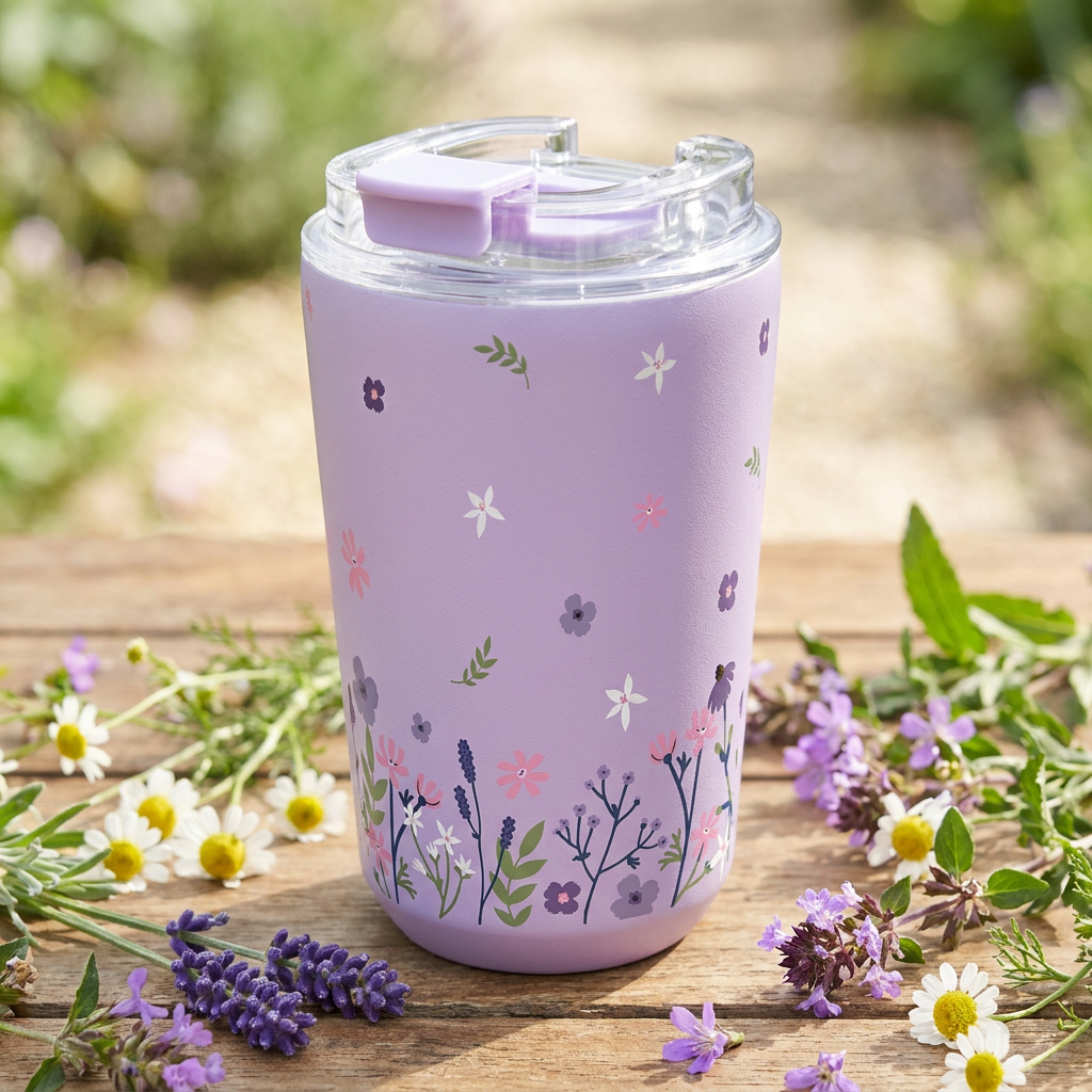Copo térmico com interior cerâmico 400 ml Áurea – Sweet Breeze – Lilás