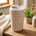 Copo térmico com interior cerâmico 400 ml Áurea – Little Bloom – Areia