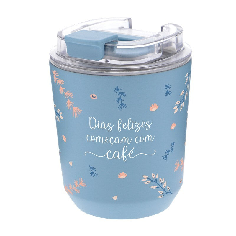 Copo térmica 280ml - Dias felizes começam com café