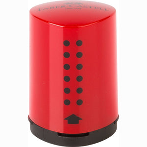 Afia com depósito Mini Grip Vermelho Faber-castell - Papelaria Encantada