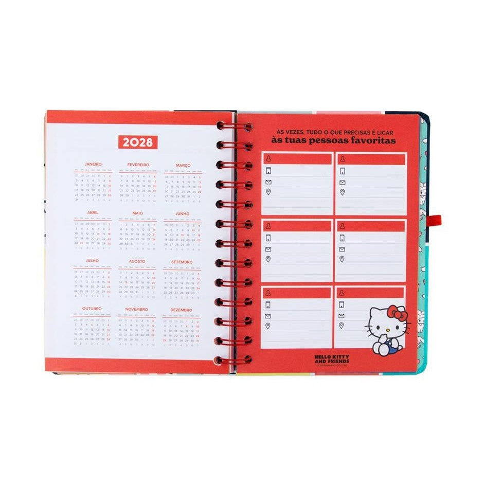 Agenda 26-27 Semanal Pequena Hello Kitty & Friends x Mr. Wonderful + 3 Esferográficas Apagáveis Bo-Bo - Somos a melhor equipa - Mr. Wonderful - Papelaria Encantada