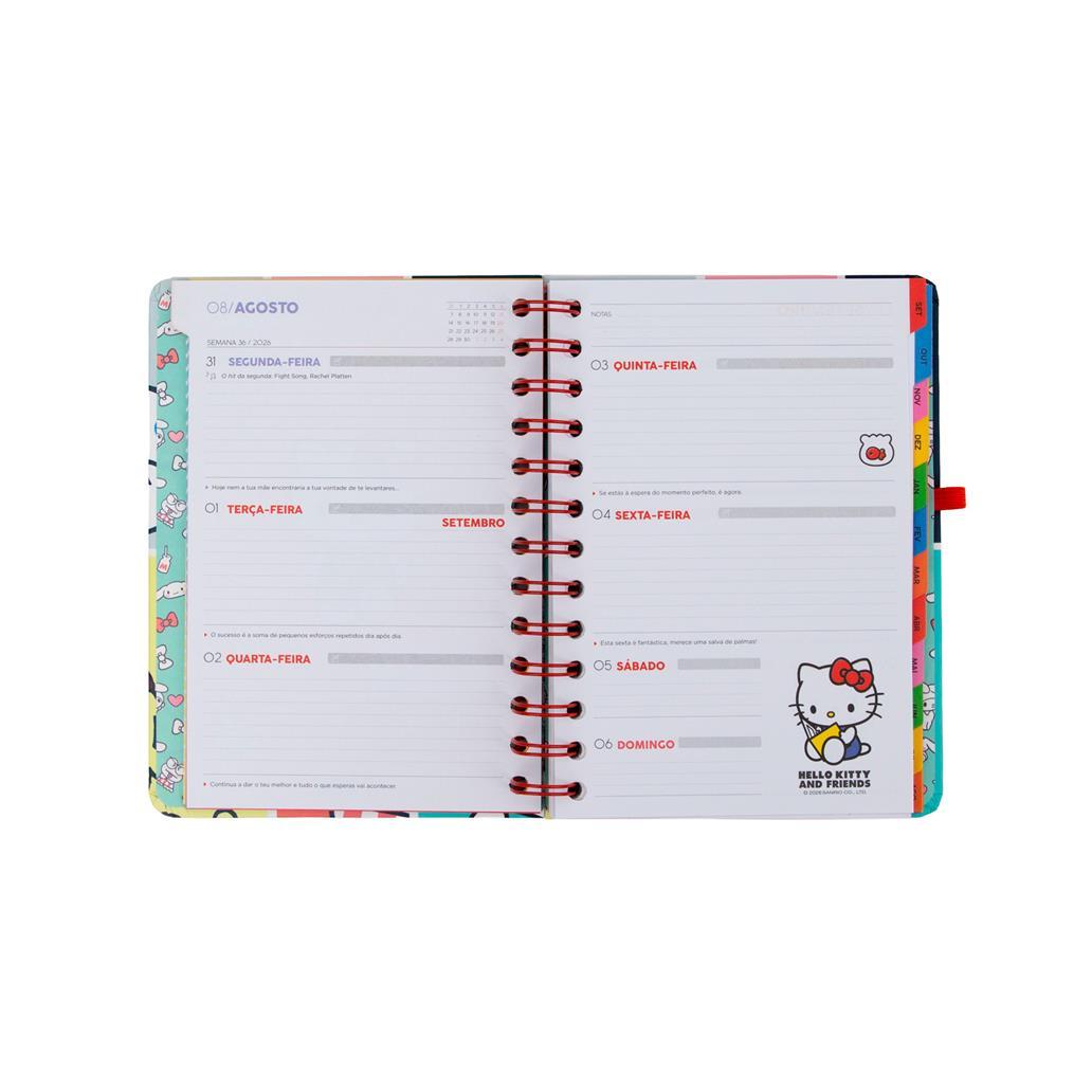 Agenda 26-27 Semanal Pequena Hello Kitty & Friends x Mr. Wonderful + 3 Esferográficas Apagáveis Bo-Bo - Somos a melhor equipa - Mr. Wonderful - Papelaria Encantada
