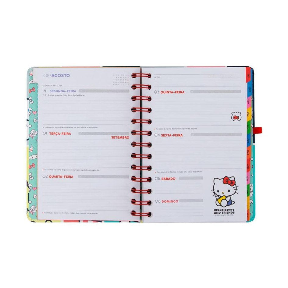 Agenda 26-27 Semanal Pequena Hello Kitty & Friends x Mr. Wonderful + 3 Esferográficas Apagáveis Bo-Bo - Somos a melhor equipa - Mr. Wonderful - Papelaria Encantada