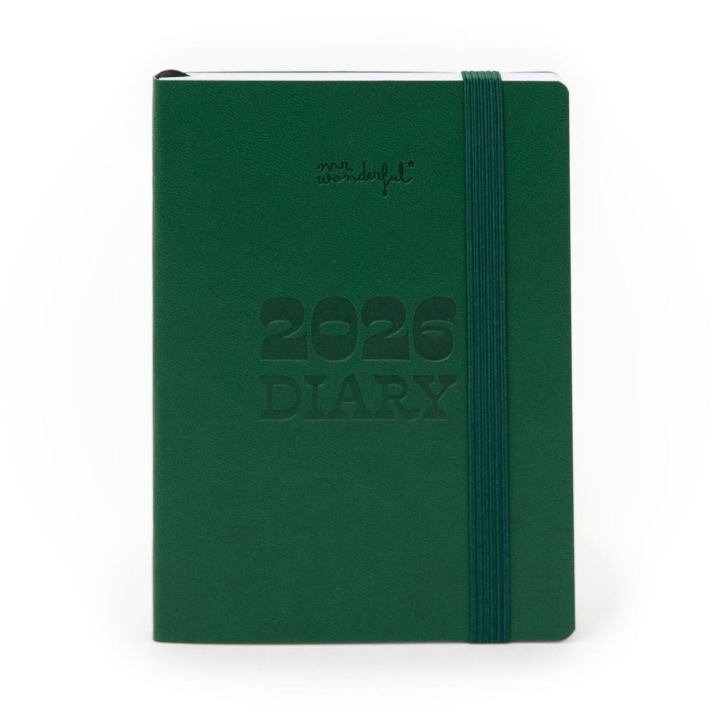 Agenda de bolso 2026 Visão semanal pequena - Verde Mr.wonderful - Papelaria Encantada