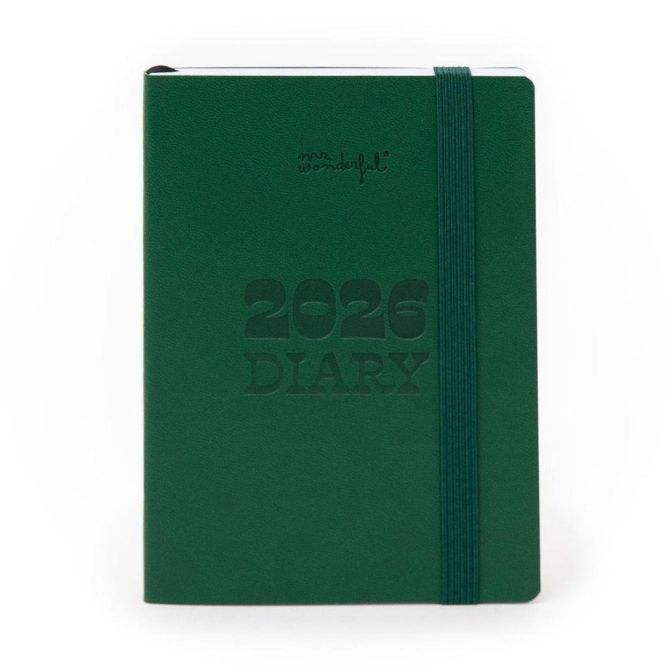 Agenda de bolso 2026 Visão semanal pequena - Verde Mr.wonderful - Papelaria Encantada