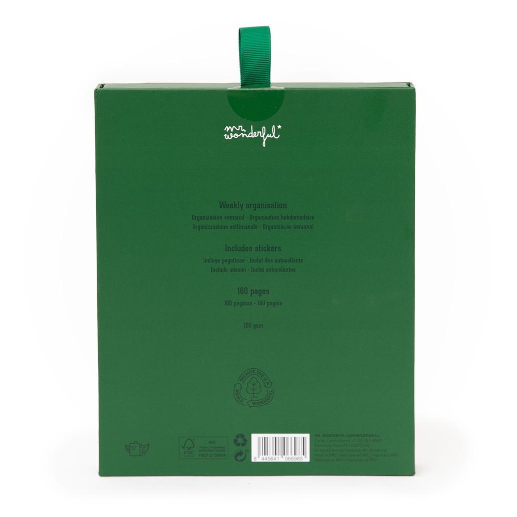 Agenda de bolso 2026 Visão semanal pequena - Verde Mr.wonderful - Papelaria Encantada